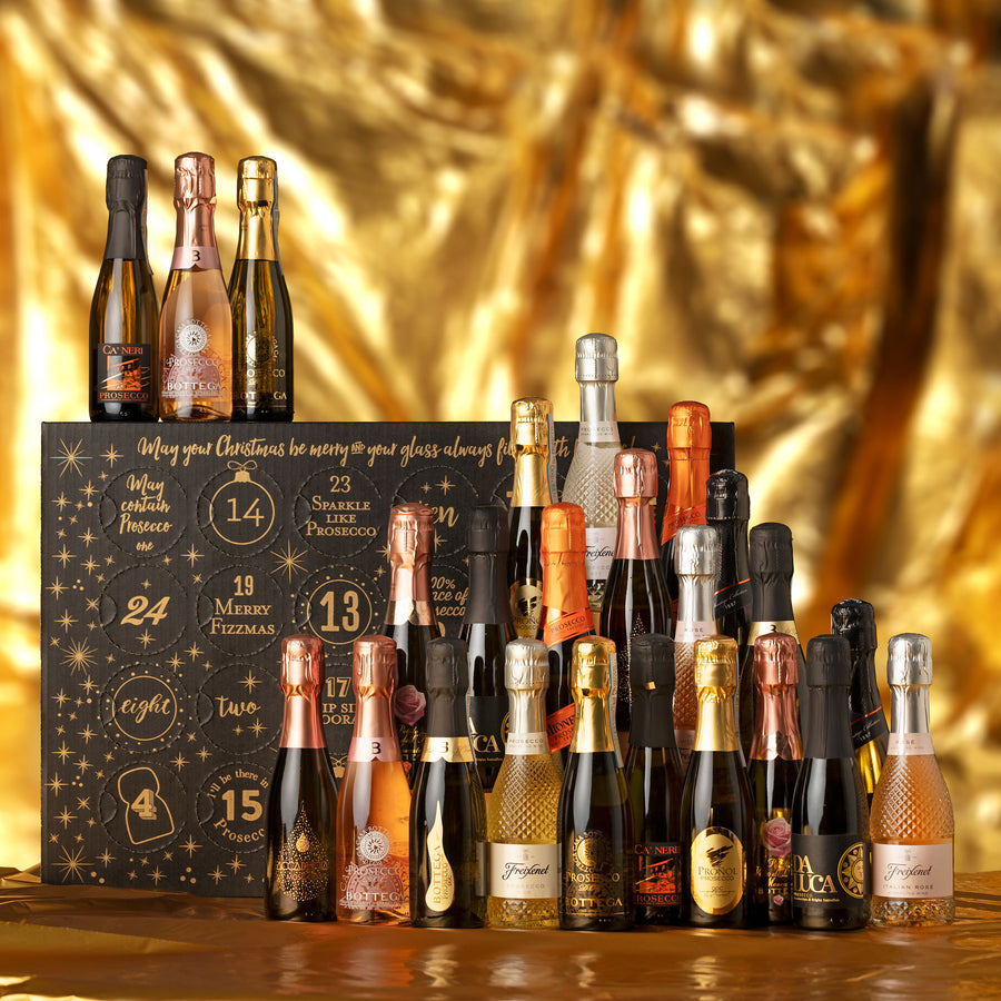 The Fizz Advent Calendar from Spicers of Hythe featuring all kinds of champagne and premium prosecco.
