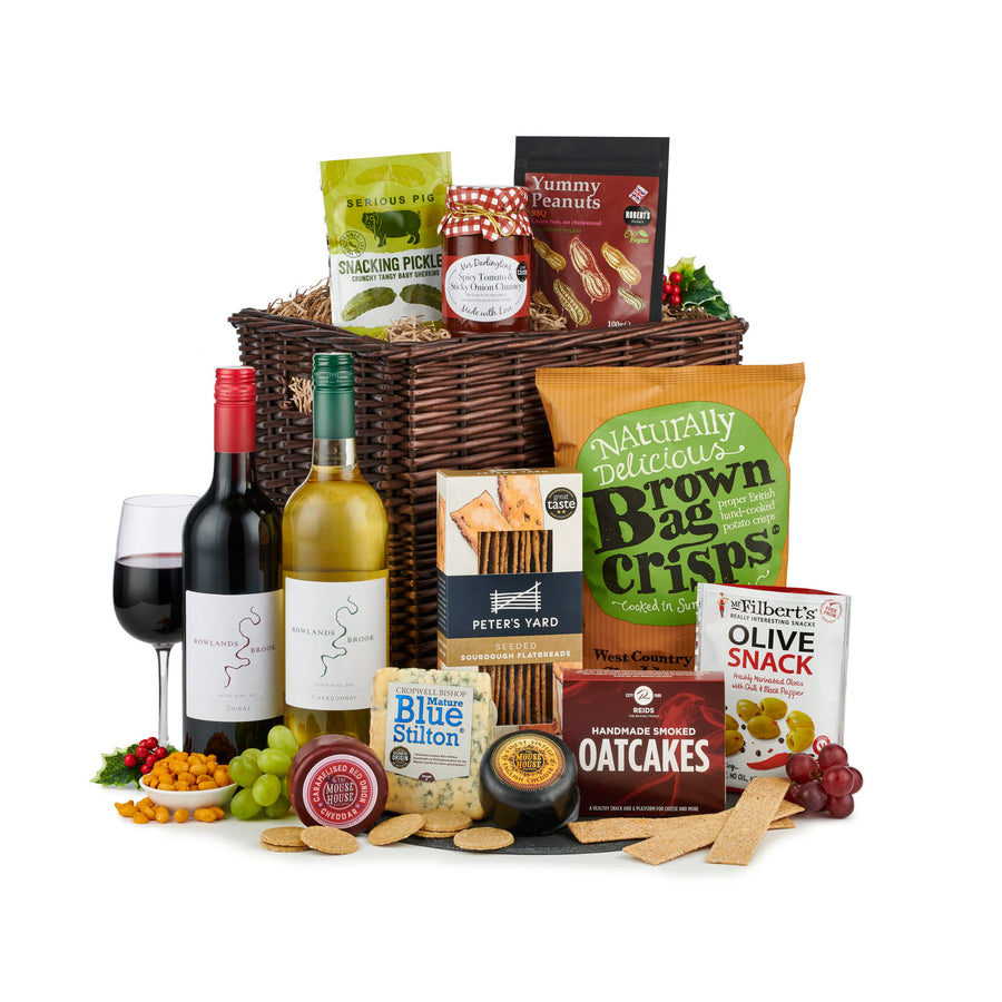 H23065 The Boxing Day Christmas Hamper Basket With Wine & Cheese